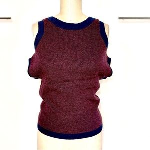 Geren Ford Maroon & Navy Cold Shoulder Sweater XS
